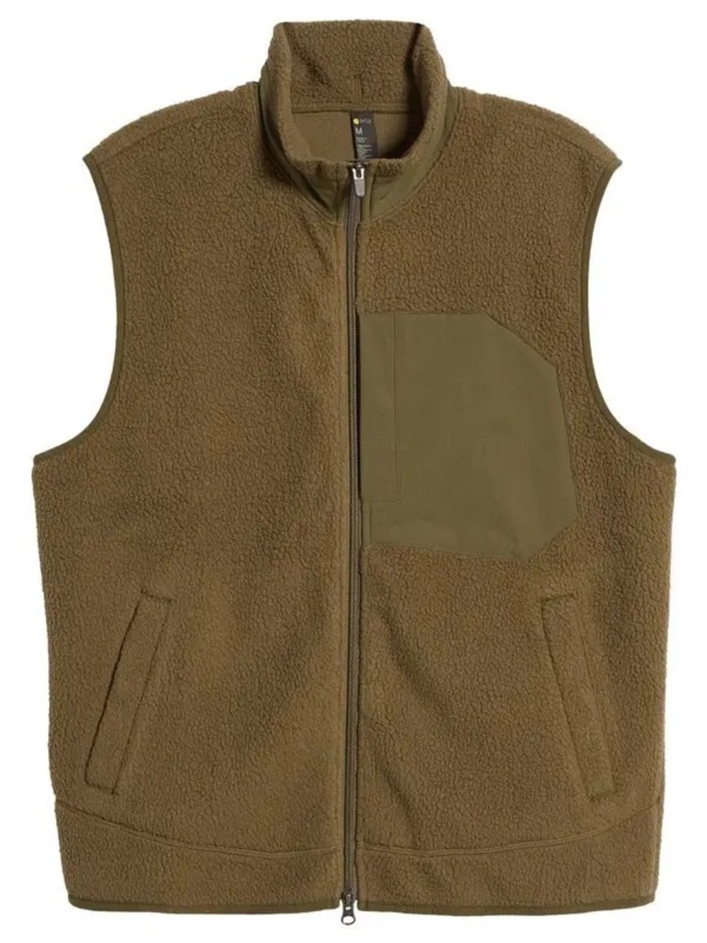 Zella Olive Green Sherpa Fleece Vest